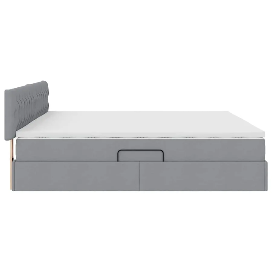 Lit de rangement LED avec matelas Gris clair 200 x 200 cm Tissu - 11