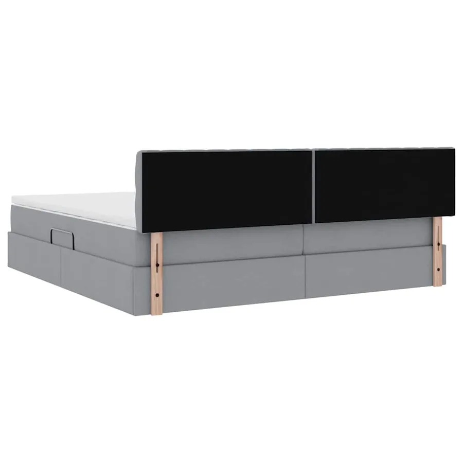 Lit de rangement LED avec matelas Gris clair 200 x 200 cm Tissu - 12