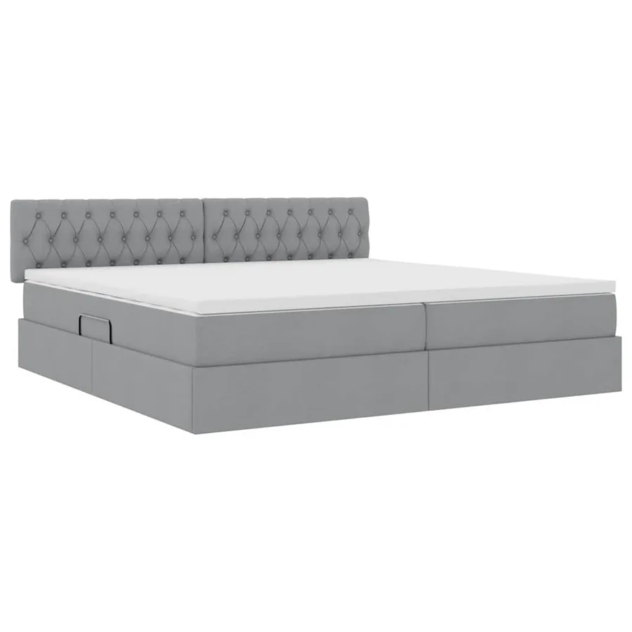 Lit de rangement LED avec matelas Gris clair 200 x 200 cm Tissu - 6