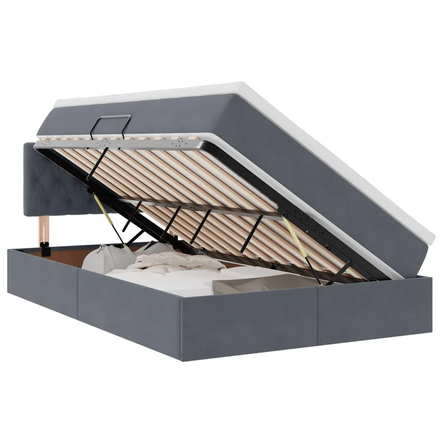 Lit de Rangement avec matelas Gris foncé 120 x 200 cm Velours - 2