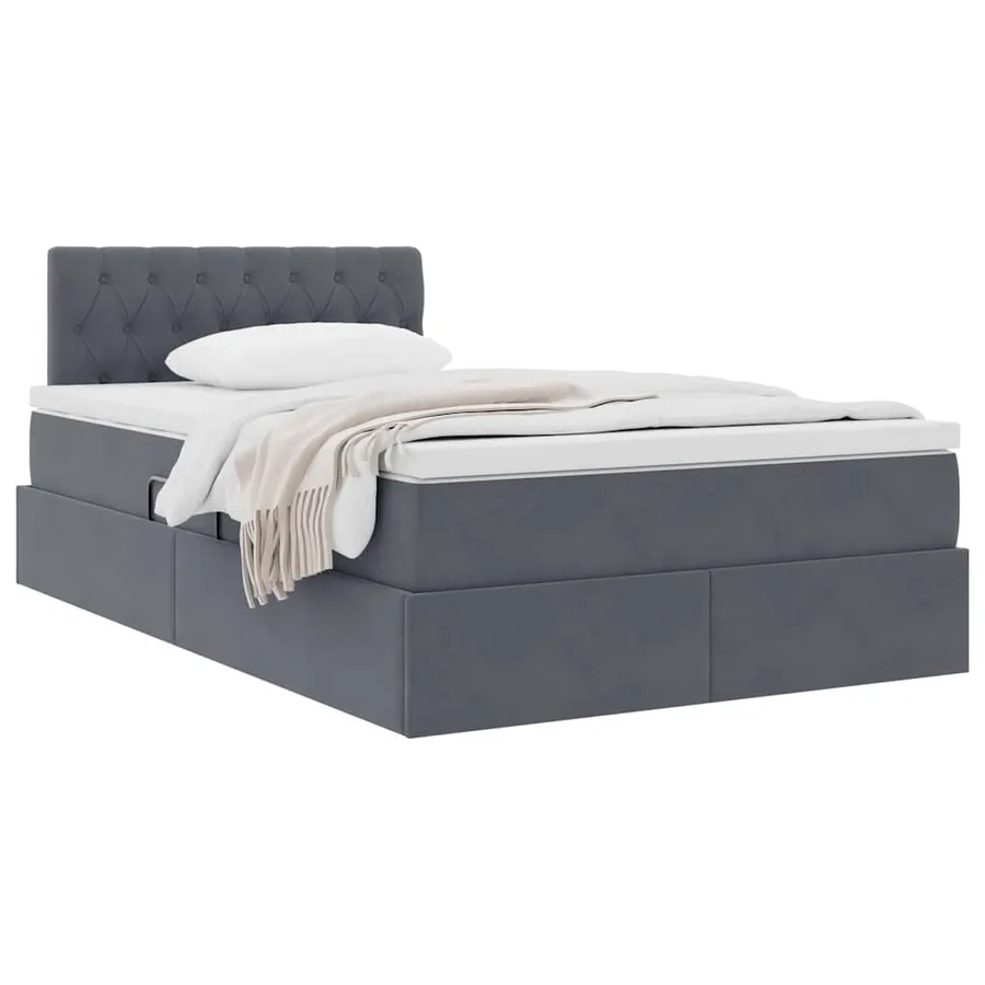 Lit de Rangement avec matelas Gris foncé 120 x 200 cm Velours - 3