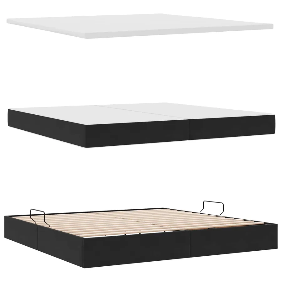 Lit de Rangement avec matelas Noir 200 x 200 cm Velours - 7