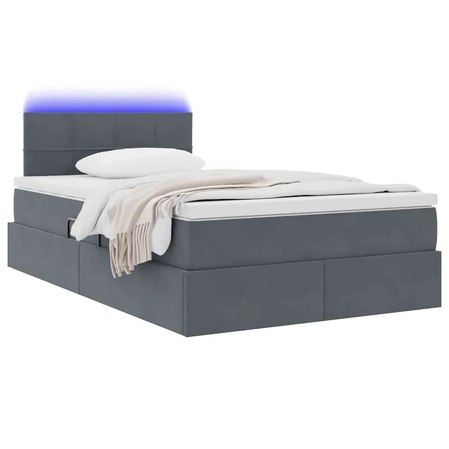 Lit de rangement LED avec matelas Gris foncé 120 x 200 cm - 3