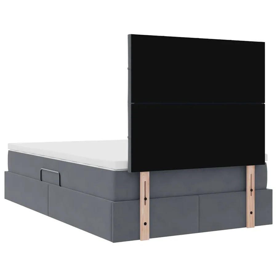 Lit avec rangement et matelas Gris foncé 120 x 200 cm Velours - 11