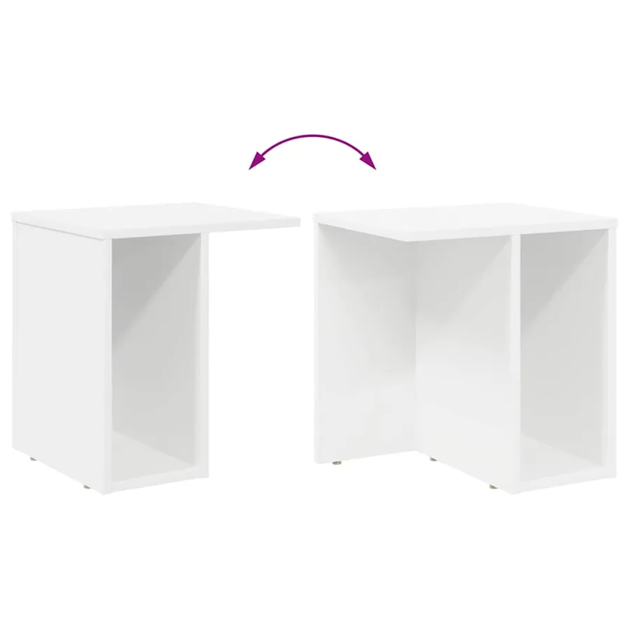 Table d'appoint Blanc 37 x 32 x 40 cm Bois d'ingénierie - 10