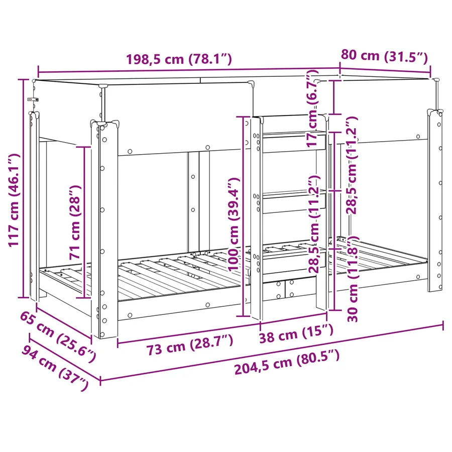 Lit Superposé pour Enfants Bois ancien 80 x 200 cm - 10