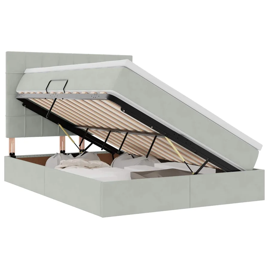 Lit de rangement LED avec matelas Gris clair 140 x 190 cm - 2