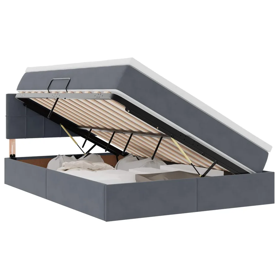 Lit de rangement LED avec matelas Gris foncé 140 x 190 cm - 2