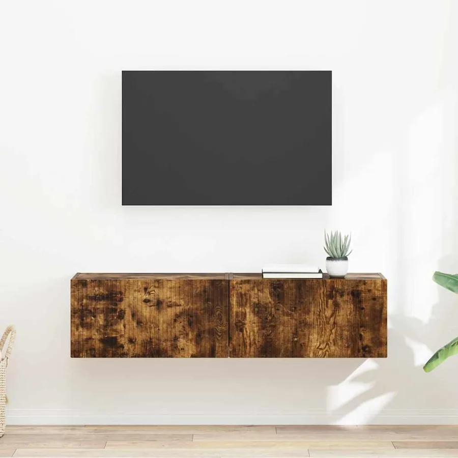 Meuble TV mural 2 pcs Chêne fumé 60 x 31 x 29,5 cm
