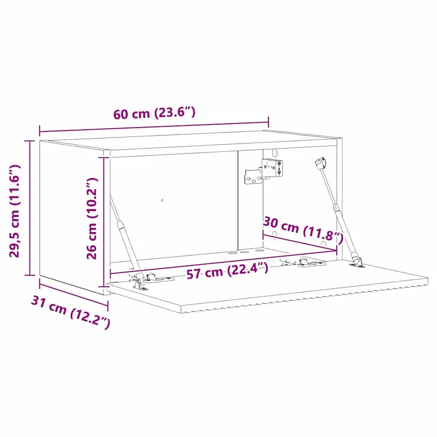 Meuble TV mural 2 pcs Chêne fumé 60 x 31 x 29,5 cm - 14