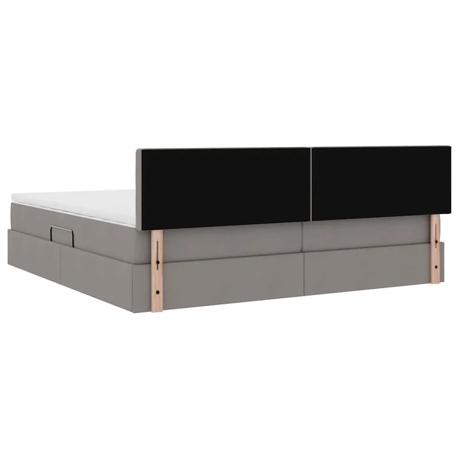 Lit de rangement LED avec matelas Taupe 200 x 200 cm Tissu - 12