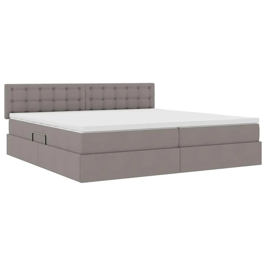 Lit de rangement LED avec matelas Taupe 200 x 200 cm Tissu - 6