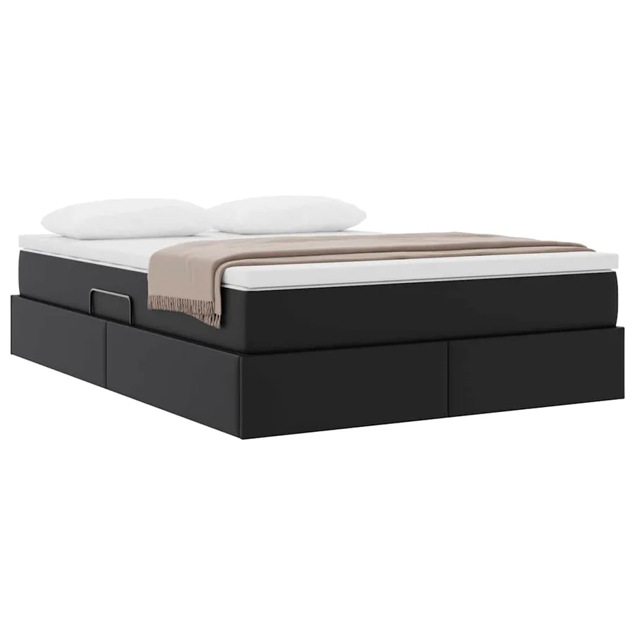 Lit avec rangement et matelas Noir 140 x 190 cm Simili cuir - 3