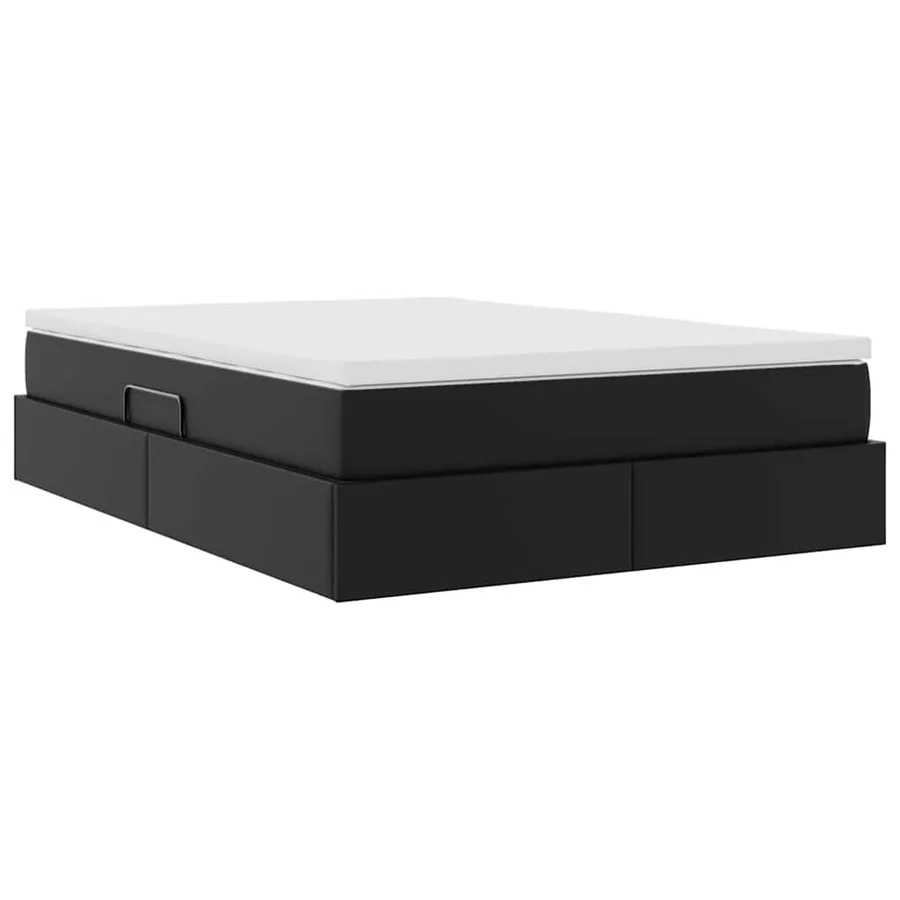 Lit avec rangement et matelas Noir 140 x 190 cm Simili cuir - 8