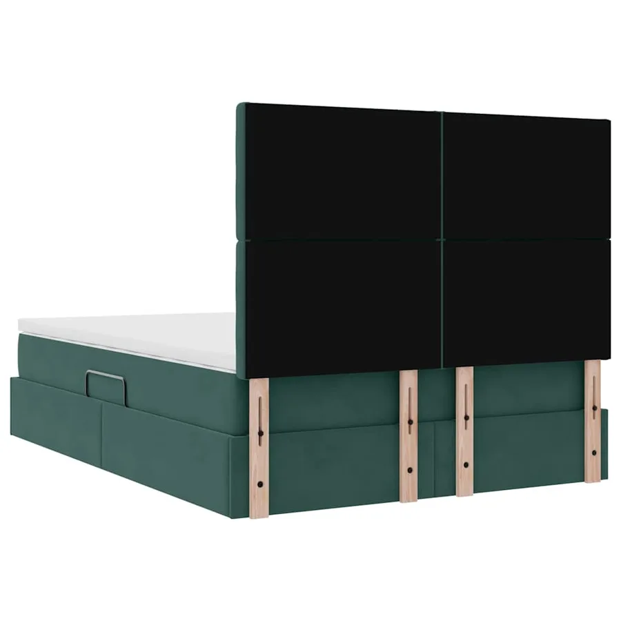 Lit avec rangement et matelas Vert foncé 140 x 190 cm Velours - 11