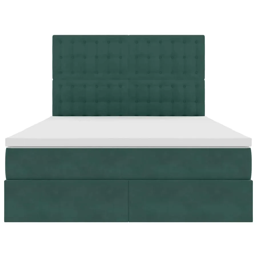 Lit avec rangement et matelas Vert foncé 140 x 190 cm Velours - 7