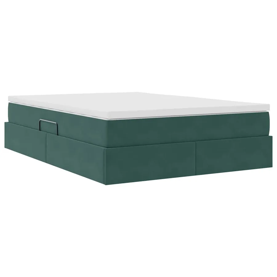 Lit avec rangement et matelas Vert foncé 140 x 190 cm Velours - 5
