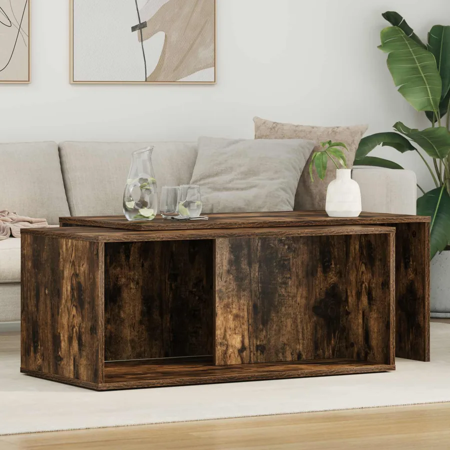 Ensemble de tables basses 2 pcs Chêne fumé Bois d'ingénierie