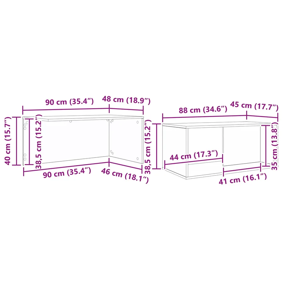 Ensemble de tables basses 2 pcs Chêne fumé Bois d'ingénierie - 16