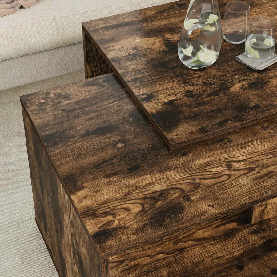 Ensemble de tables basses 2 pcs Chêne fumé Bois d'ingénierie - 4