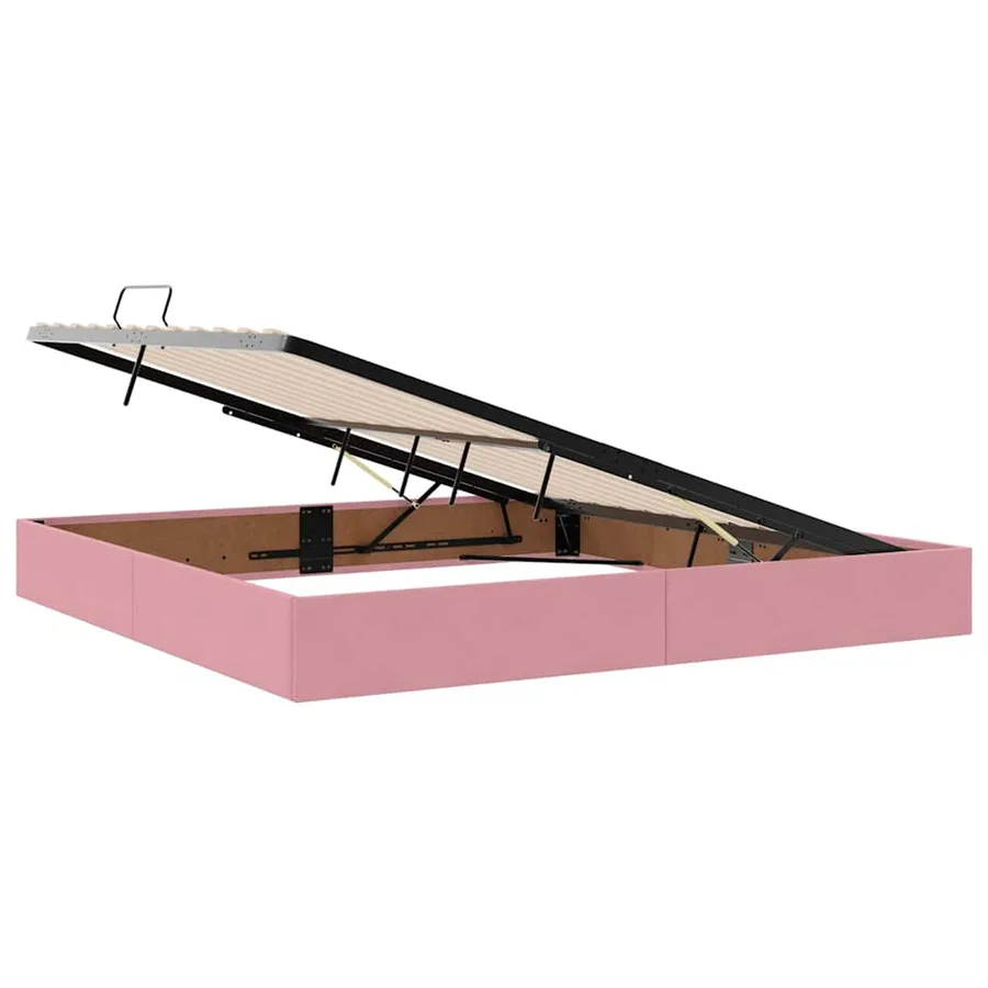Lit avec rangement et matelas Rose 200 x 200 cm Velours - 6