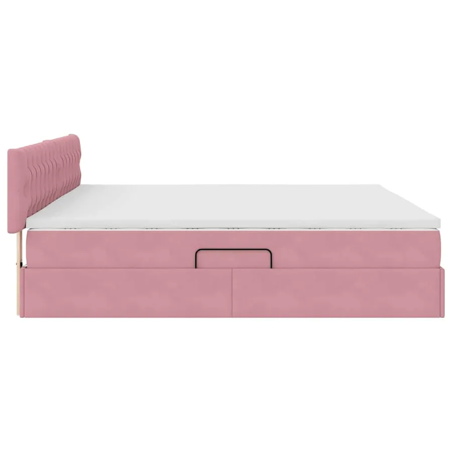 Lit de Rangement avec matelas Rose 200 x 200 cm Velours - 9