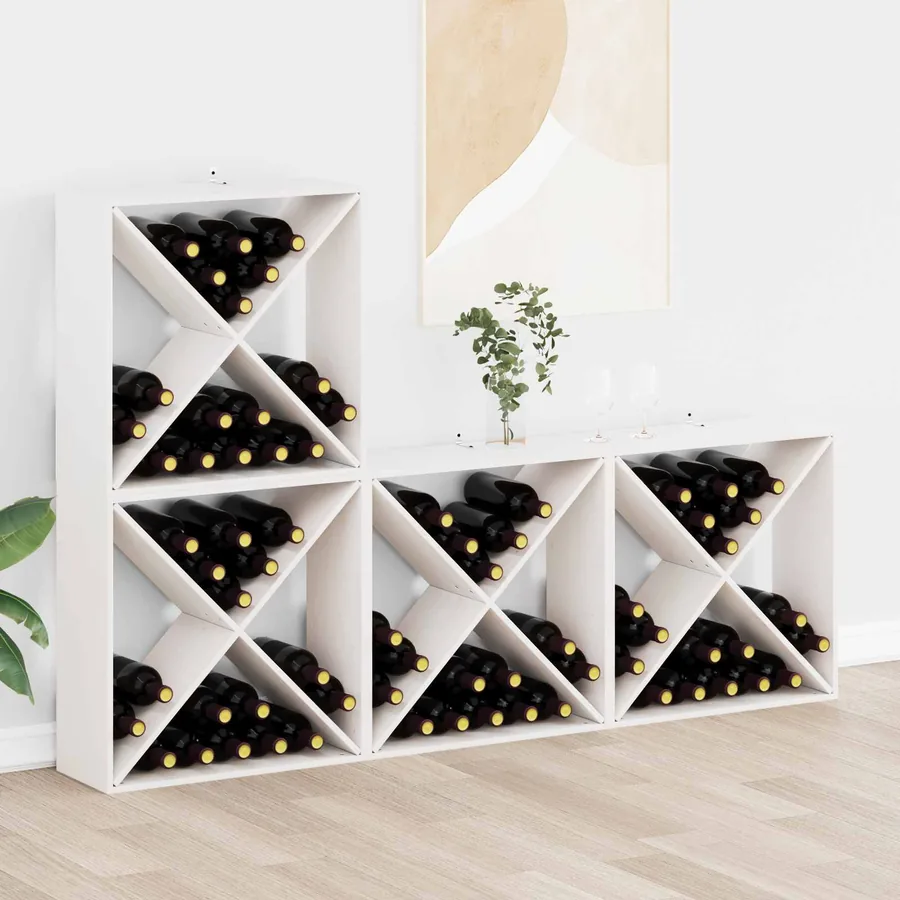 Étagère à vin 4 pcs Blanc 62 x 25 x 62 cm Pin massif