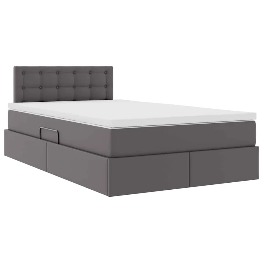 Lit avec rangement et LED Gris 120 x 190 cm Cuir synthétique - 6