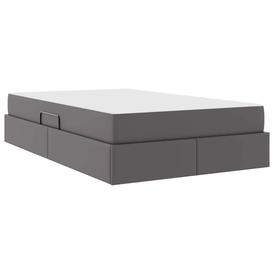 Lit avec rangement et matelas avec matelas 2 pcs Gris Cuir - 10