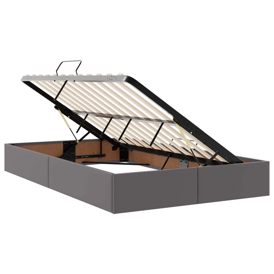 Lit avec rangement et matelas avec matelas 2 pcs Gris Cuir - 6