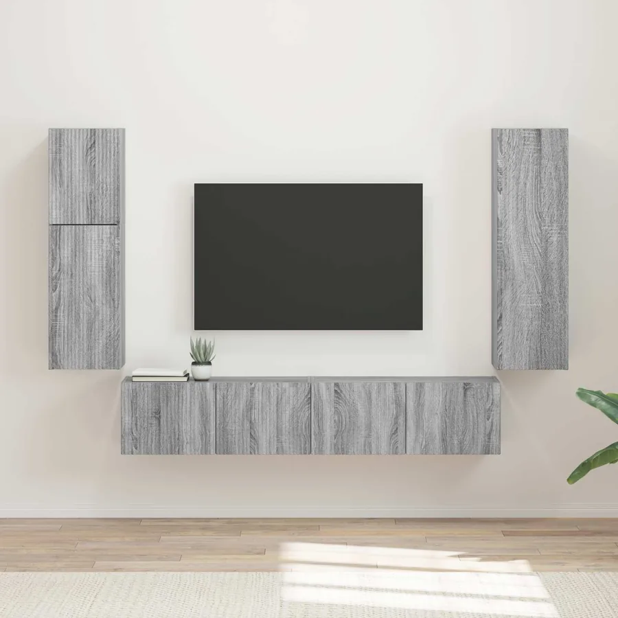 Ensemble meuble TV 4 pcs Gris Sonoma Bois d'ingénierie