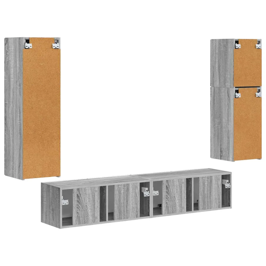 Ensemble meuble TV 4 pcs Gris Sonoma Bois d'ingénierie - 10