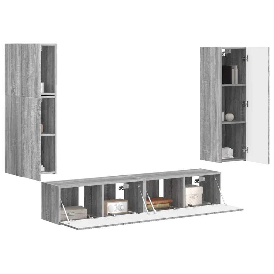 Ensemble meuble TV 4 pcs Gris Sonoma Bois d'ingénierie - 3