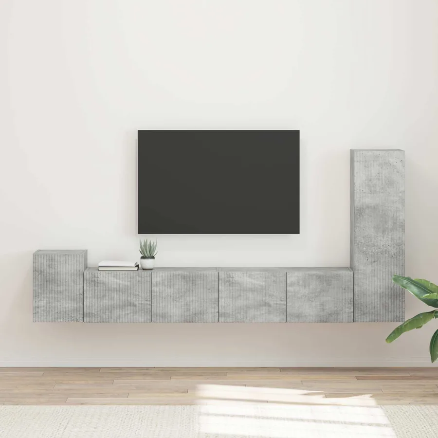 Ensemble meuble TV 3 pcs Gris béton Bois d'ingénierie