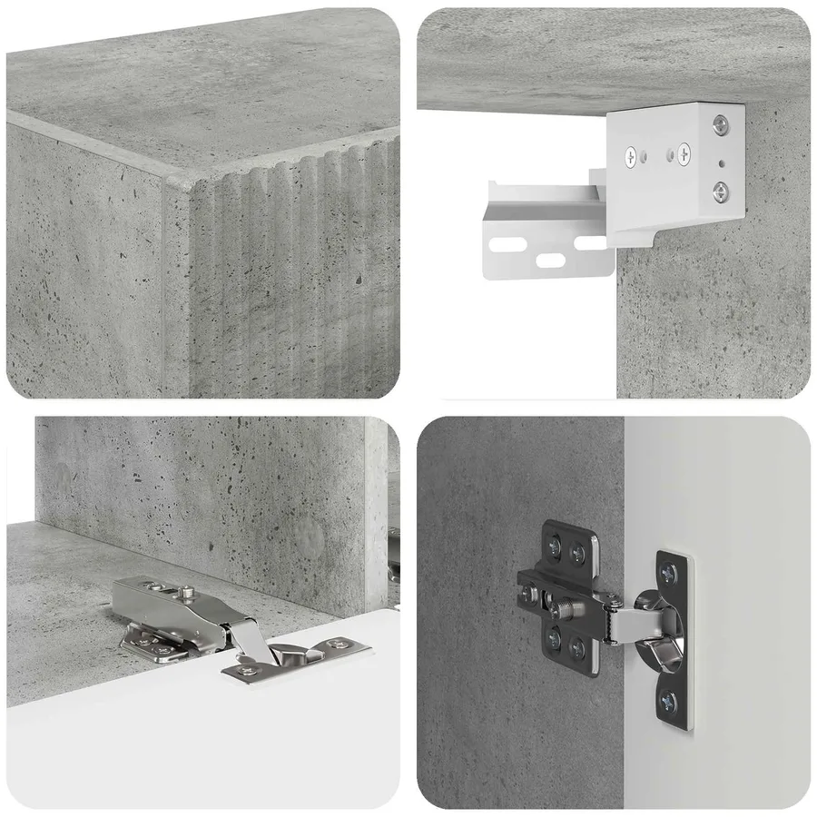 Ensemble meuble TV 3 pcs Gris béton Bois d'ingénierie - 10