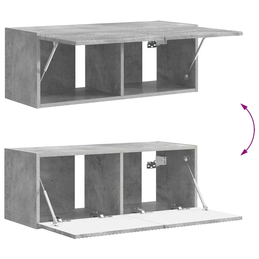 Ensemble meuble TV 3 pcs Gris béton Bois d'ingénierie - 11