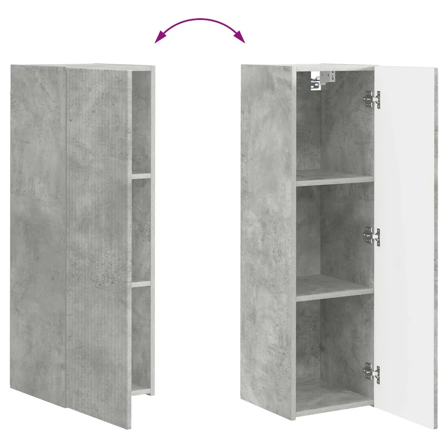Ensemble meuble TV 3 pcs Gris béton Bois d'ingénierie - 12