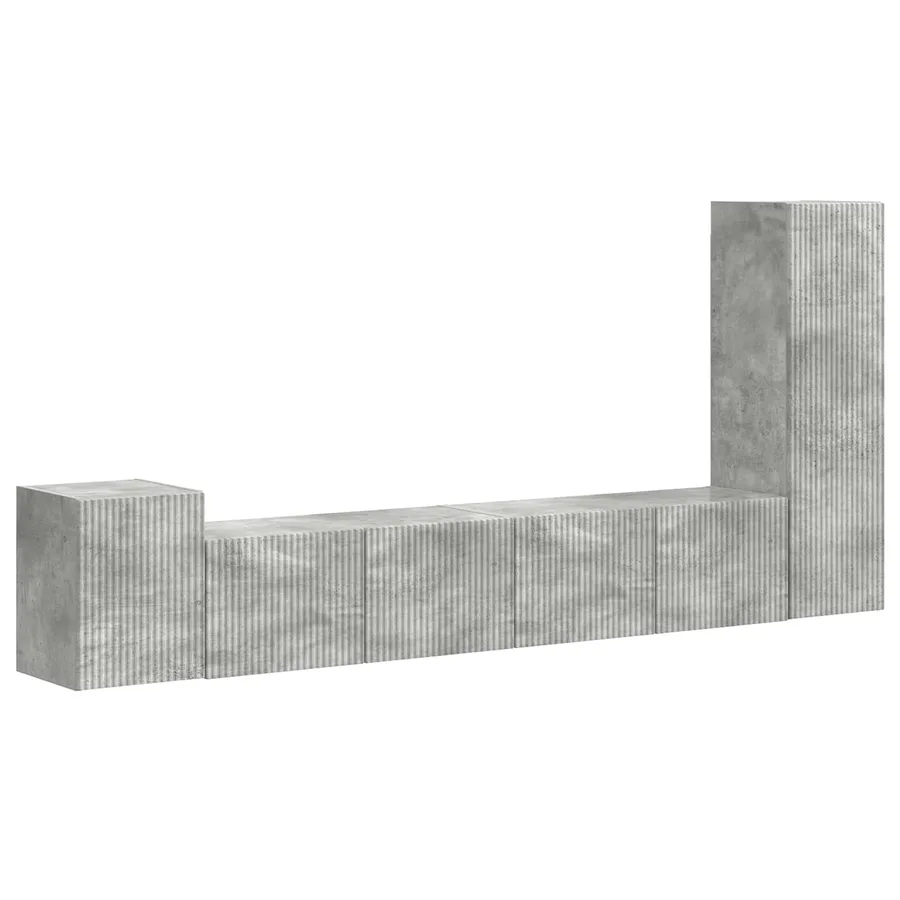 Ensemble meuble TV 3 pcs Gris béton Bois d'ingénierie - 2