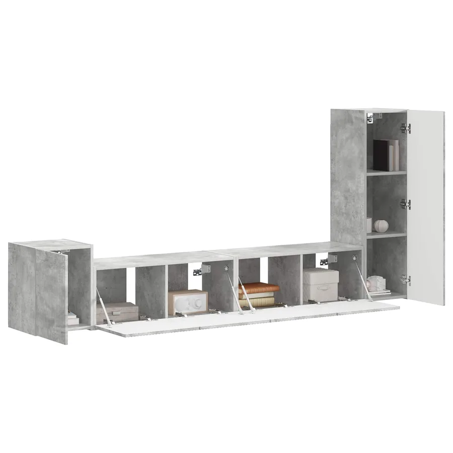 Ensemble meuble TV 3 pcs Gris béton Bois d'ingénierie - 3