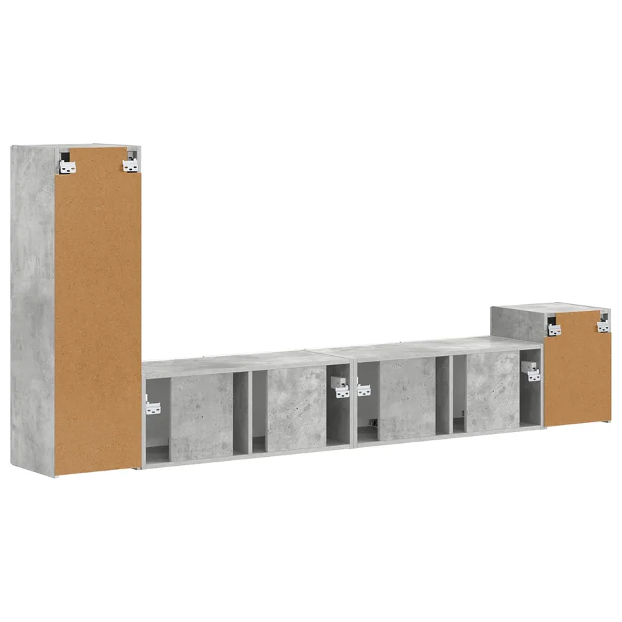 Ensemble meuble TV 3 pcs Gris béton Bois d'ingénierie - 9