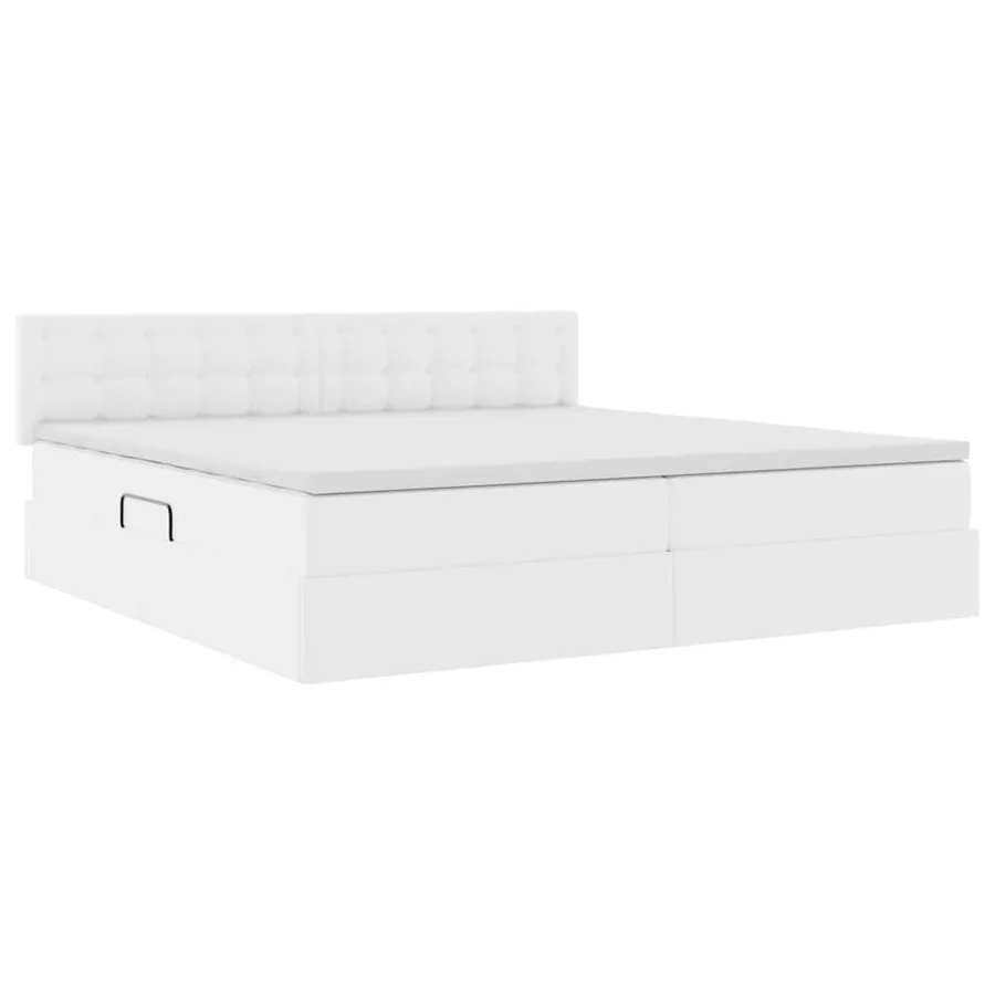 Lit avec rangement et matelas Blanc pur 200 x 200 cm - 5