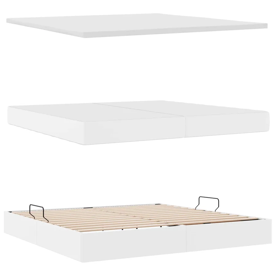 Lit avec rangement et matelas Blanc pur 200 x 200 cm - 7