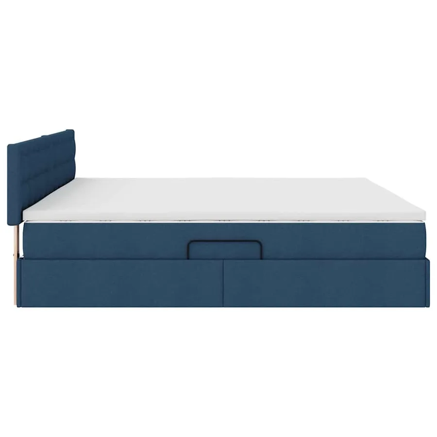 Lit de rangement LED avec matelas Bleu 200 x 200 cm Tissu - 11
