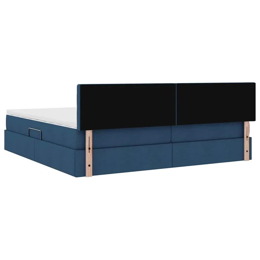 Lit de rangement LED avec matelas Bleu 200 x 200 cm Tissu - 12