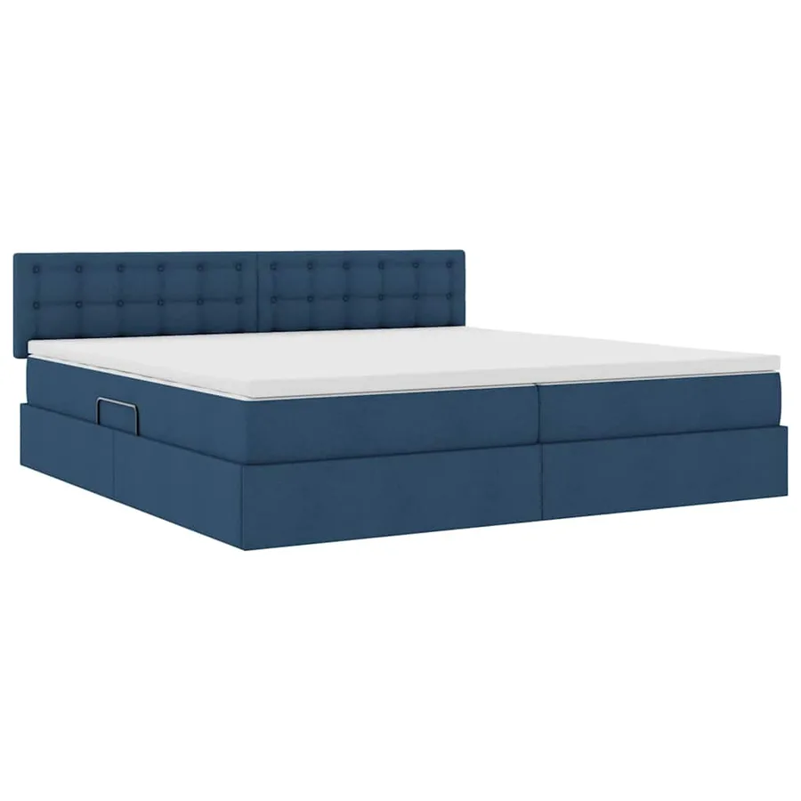 Lit de rangement LED avec matelas Bleu 200 x 200 cm Tissu - 6