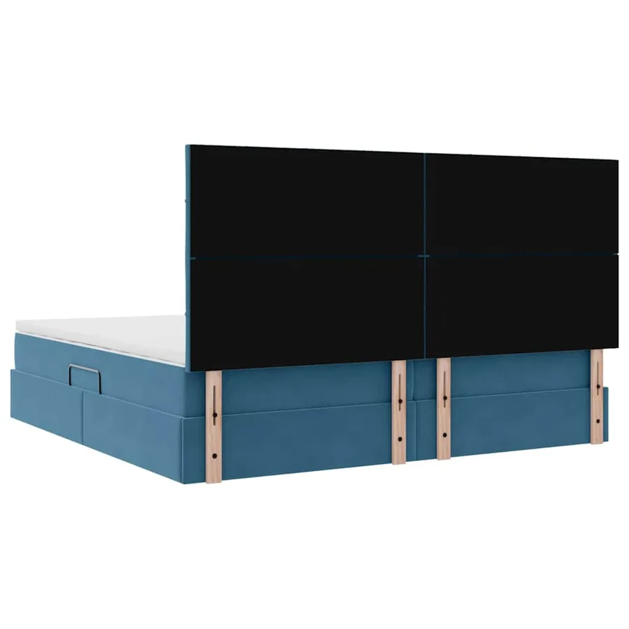 Lit avec rangement et matelas Bleu foncé 200 x 200 cm Velours - 11