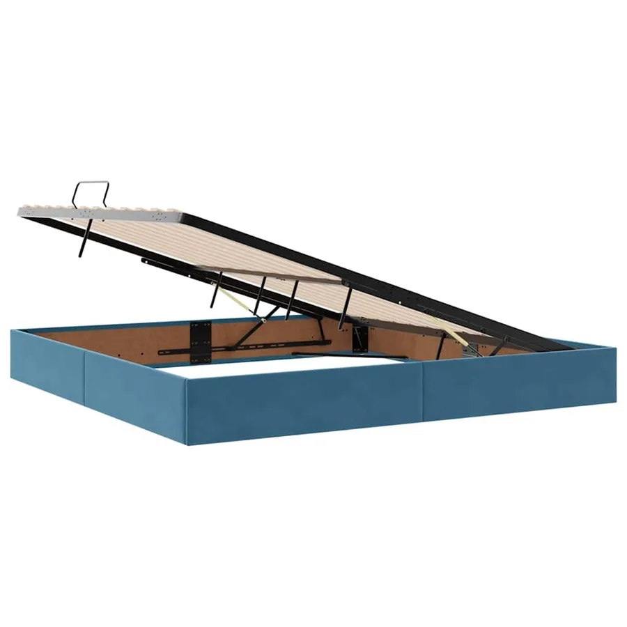 Lit avec rangement et matelas Bleu foncé 200 x 200 cm Velours - 6