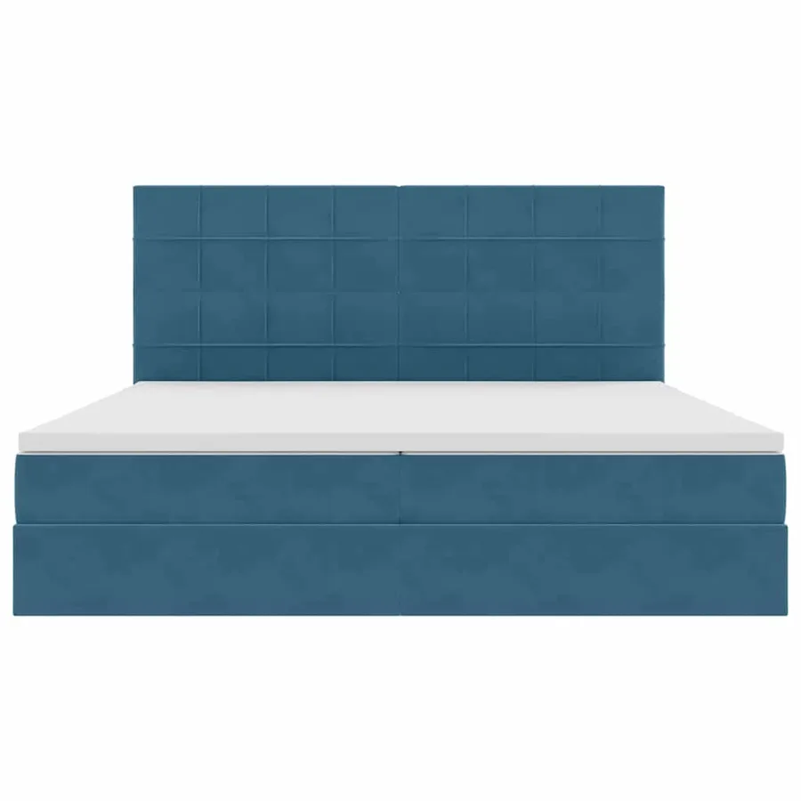 Lit avec rangement et matelas Bleu foncé 200 x 200 cm Velours - 7