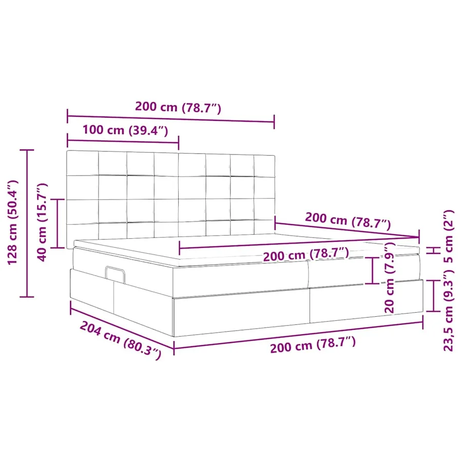 Lit de rangement LED avec matelas Bleu 200 x 200 cm Tissu - 17