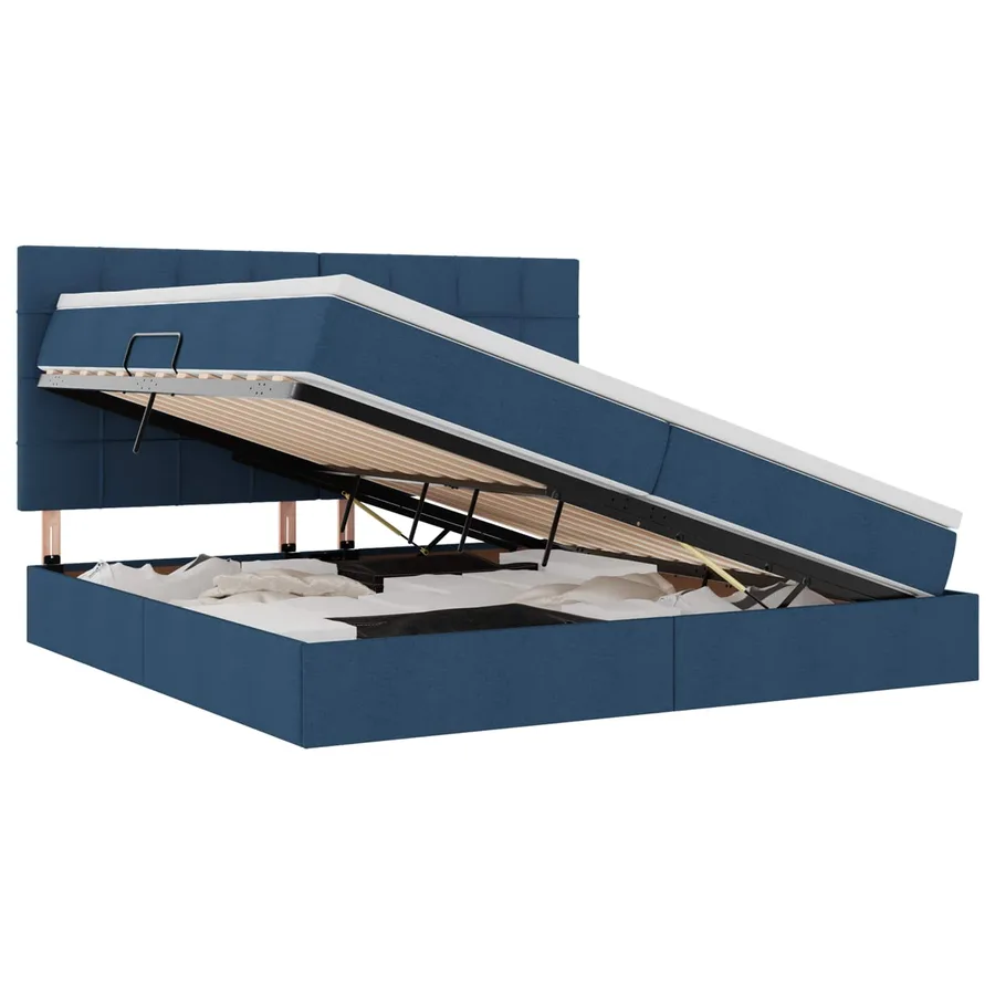 Lit de rangement LED avec matelas Bleu 200 x 200 cm Tissu - 2